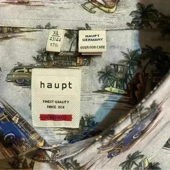 Haupt Mens Long Sleeve Modern Fit Button Down Shirt Size XL Car Surfboard Cotton - Picture 12 of 12